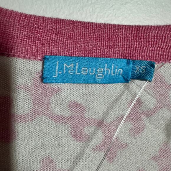 J. McLaughlin Cardigan Sweater Women XS Cotton Blend Pink Geometric Print NWOT - Picture 8 of 9